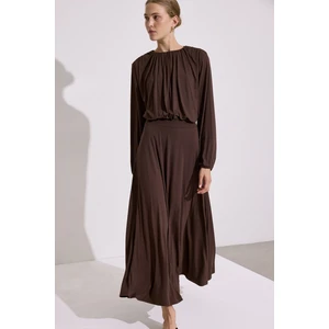 Dökümlü Etek Kahverengi