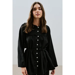 Dokulu Işlemeli Gömlek Siyah