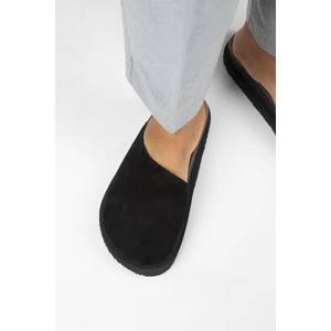 Ateshi Kadın Deri Hakiki Deri Düz Sabo Siyah Terlik