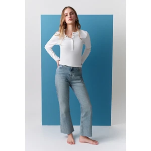 Yüksek Bel Flare Paça Jean Açık Mavi