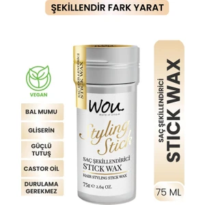 WOU Saç Sabitleyici Stick Wax 75 gr – Sert Tutuş, Bal Mumu İçeriğiyle Kırık ve Elektriklenmeye Karşı Günlük Şekillendirici
