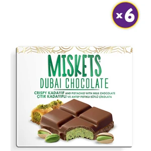 Dubai Çikolatası Antep Fıstıklı Sütlü Tablet Çikolata x 6 Adet