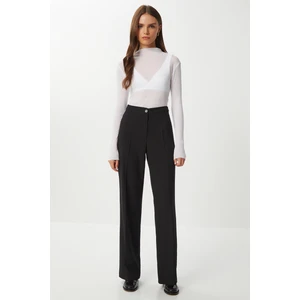 Dikişli Straight Poliviskon Pantolon LGP0023 Siyah