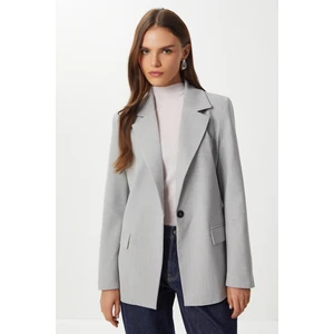 Vatkalı Poliviskon Blazer Ceket LGP0018 Gri