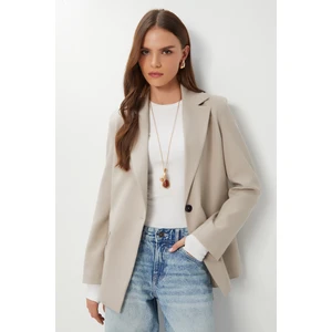 Vatkalı Poliviskon Blazer Ceket LGP0018 Bej