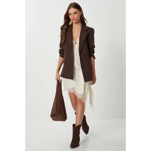 Vatkalı Poliviskon Blazer Ceket LGP0018 Kahverengi