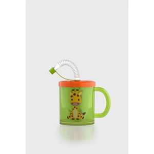 Ruby Zürafa Desenli 210 ml Pipetli Kulplu Pp Bebek Bardağı 142003 Yeşil-Turuncu