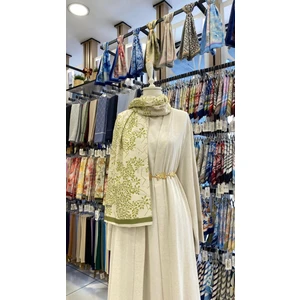 Çizgi Çiçek Desenli Şal