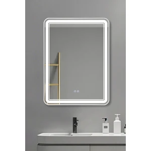 Akıllı Ayna Buhar Tutmayan 3 Renk Ledli Beyaz Çerçeveli Banyo Aynası Lavabo Aynası 60X80 Cm