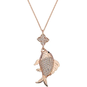 925 Ayar Gümüş Rose Balık Kolye - 23177701