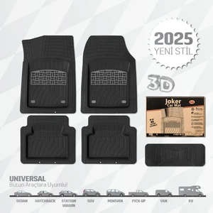 K&k Auto Accessories Bütün Araçlara Uyumlu Universal Araç Paspas 5 Parça Tam Set 3D Derin Havuzlu(5 Renk Opsiyonlu)
