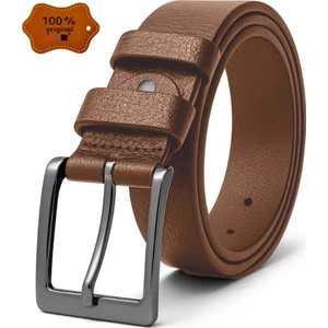 Açık Kahverengi 100 % Hakiki Deri Kumaş Pantolon Kemeri