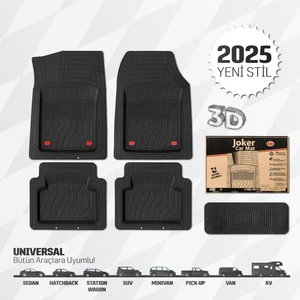 K&k Auto Accessories Bütün Araçlara Uyumlu Universal Araç Paspas 5 Parça Tam Set 3D Derin Havuzlu(5 Renk Opsiyonlu)