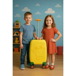 WX-414 Sarı Panda Çocuk Valizi - Yüksek Darbe Direncine Sahip Eğlenceli Tasarım