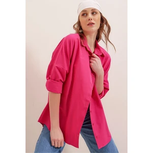 Kadın Oversize Basic Uzun Kol Gömlek