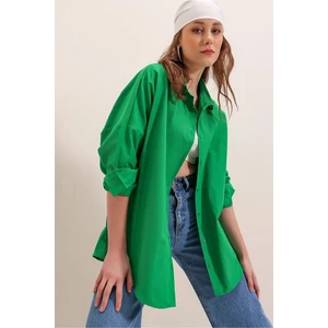 Kadın Oversize Basic Uzun Kol Gömlek
