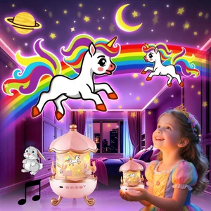 Yıldız Projeksiyonu Gece Lambası  Sessiz 360° Rotasyonlu Tasarım ve Bluetooth Müzik Desteği Tavşan Projeksiyon Dönen Yansıtan Gece Lambası