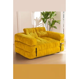 Kapri Hardal Yeni Nesil Yatak Kanepe  Koltuk Pati Dostu Kadife Kumaşlı