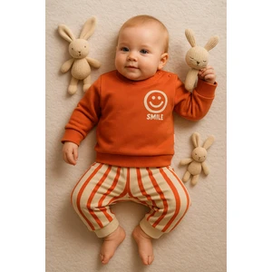 Ciobaby Erkek Bebek Takımı Smile Yazı Baskılı