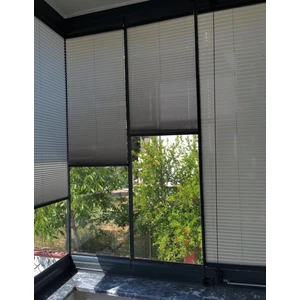 Plise Katlanır Cam Balkon Perdesi - Ofis Perdesi - Mutfak Perdesi - Salon Perdesi Gri