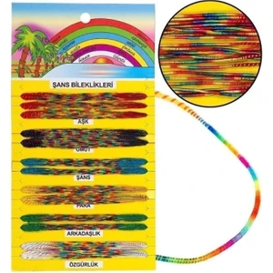 Renkli Ip Şans Bilekliği Seti 12'li
