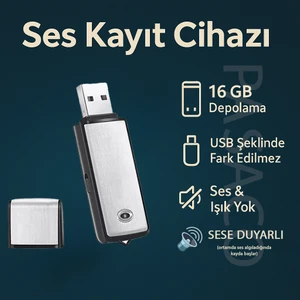 Ses Kayıt Cihazı USB Şeklinde Fark Edilmez Tasarım 16GB Sese Duyarlı Kayıt