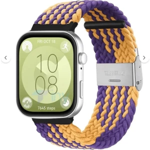 Watch Fit 3 ve Fit 4  Uyumlu Solo Loop Örgü Kumaş Kordon – Metal Klipsli, Ayarlanabilir, Yumuşak ve Hafif Bileklik