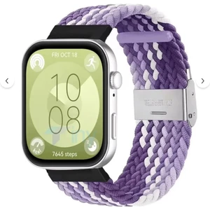 Watch Fit 3 ve Fit 4  Uyumlu Solo Loop Örgü Kumaş Kordon – Metal Klipsli, Ayarlanabilir, Yumuşak ve Hafif Bileklik