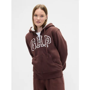 Kadın Kahverengi Gap Logo Fermuarlı Sweatshirt