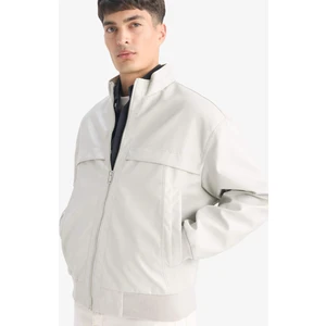 Oversize Fit Geniş Kalıp Dik Yaka Fermuarlı Cepli Suni Deri Ceket Mont E8818AX25AU