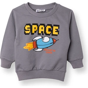 Hellobaby Erkek Bebek Roket Baskılı Sweatshirt Bisiklet Yaka Uzun Kol