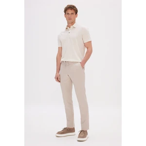Altınyıldız Classics Erkek Bej Slim Fit Dar Kesim Beli Bağlamalı Yan Cep Gofre Desenli Pantolon