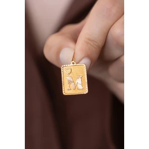 Bayar Gold 14 Ayar Altın Nostaljik Kare M Harf Kolye Ucu