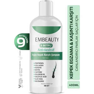 Kepek Karşıtı Şampuan 9 Aktifli Panthenol, Kollajen, Keratin, Biotin ve Aloe Vera 400 ml