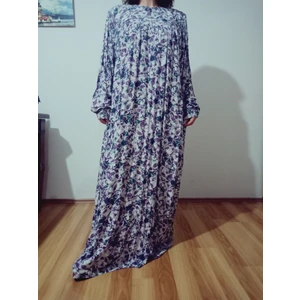 Robadan Uzun Kollu %100 Viskon Basma Çiçekli Anne Elbise, Namaz Elbisesi