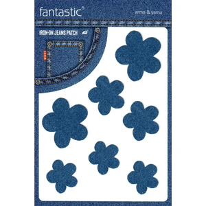 Ütü ile Yapışan Kot Arma Patch Kot Yaması, Denim Jeans Onarım & Dekoratif Amaçlı Çiçek Indigo Mavi Lacivert Kot Yama Mavi Çiçek Şeklinde