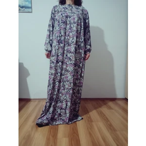 Robadan Uzun Kollu %100 Viskon Basma Çiçekli Anne Elbise, Namaz Elbisesi