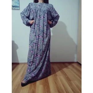 Robadan Uzun Kollu %100 Viskon Basma Çiçekli Anne Elbise, Namaz Elbisesi