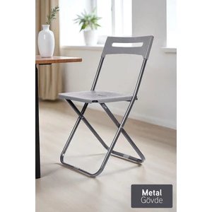Safran Katlanabilir Metal Gövdeli Sandalye Katlanır Mutfak Bahçe Kamp Sandalyesi Gri 1 Adet