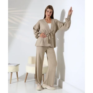 Kuşak Detaylı Ikili Triko Takım