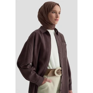 Metal Düğmeli Gömlek 25KD1105 Acı Kahve