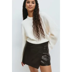 Siyah Kadın Deri Şort Etek MG2521