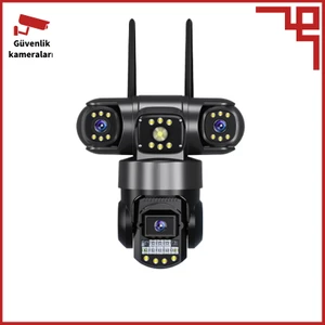 markasiz 4g, 3 Lens (3+3+3) Mp, 360 Derece Tam Kapsama Alanı Gece Görüşlü Akıllı Güvenlik Kamerası