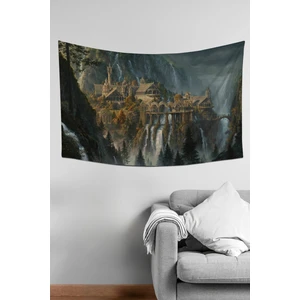 Yüzüklerin Efendisi Rivendell Ayrıkvadi Desenli Duvar Örtüsü Duvar Halısı Tapestry Süet Dokulu Kumaş