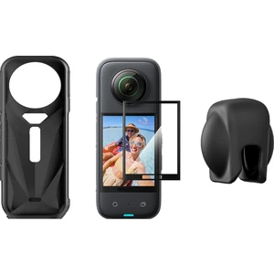 Silikon Kılıf + Lens Cap + Ekran Koruyucu Aksesuar Seti (INSTA360 X5 Uyumlu)