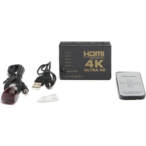 5 Giriş - 1 Çıkış HDMI Switch / 4K@60Hz, 10Gbps, HDCP, Led Göstergeli, Uzaktan Kumanda(DK-HD-SW4X1K)