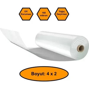 160 Micron Naylon Örtü, Şeffaf Su Geçirmez Naylon, 4x2 Metre