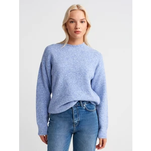 10640 Bisiklet Yaka Yumuşak Dokulu Triko Kazak-Indigo M.