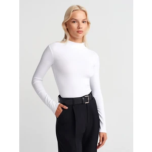 31433 Yarım Balıkçı Yaka Top-Beyaz