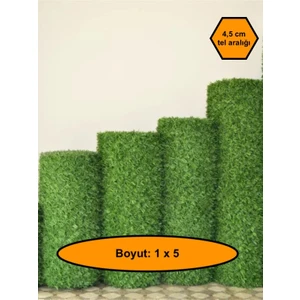 1x5 Metre Çim Çit, Bahçe Çiti, Dekoratif Telli Çit, Yapay Çim Çit